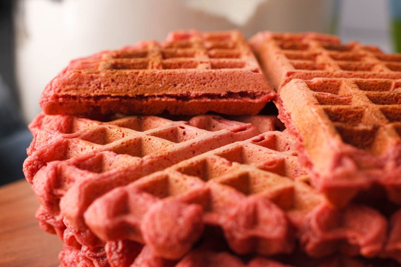 Naturally Pink Waffles (thanks to Beetroot Powder!)