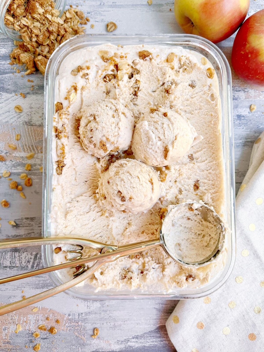No Churn Apple Butter Ice Cream With Oat Crumble