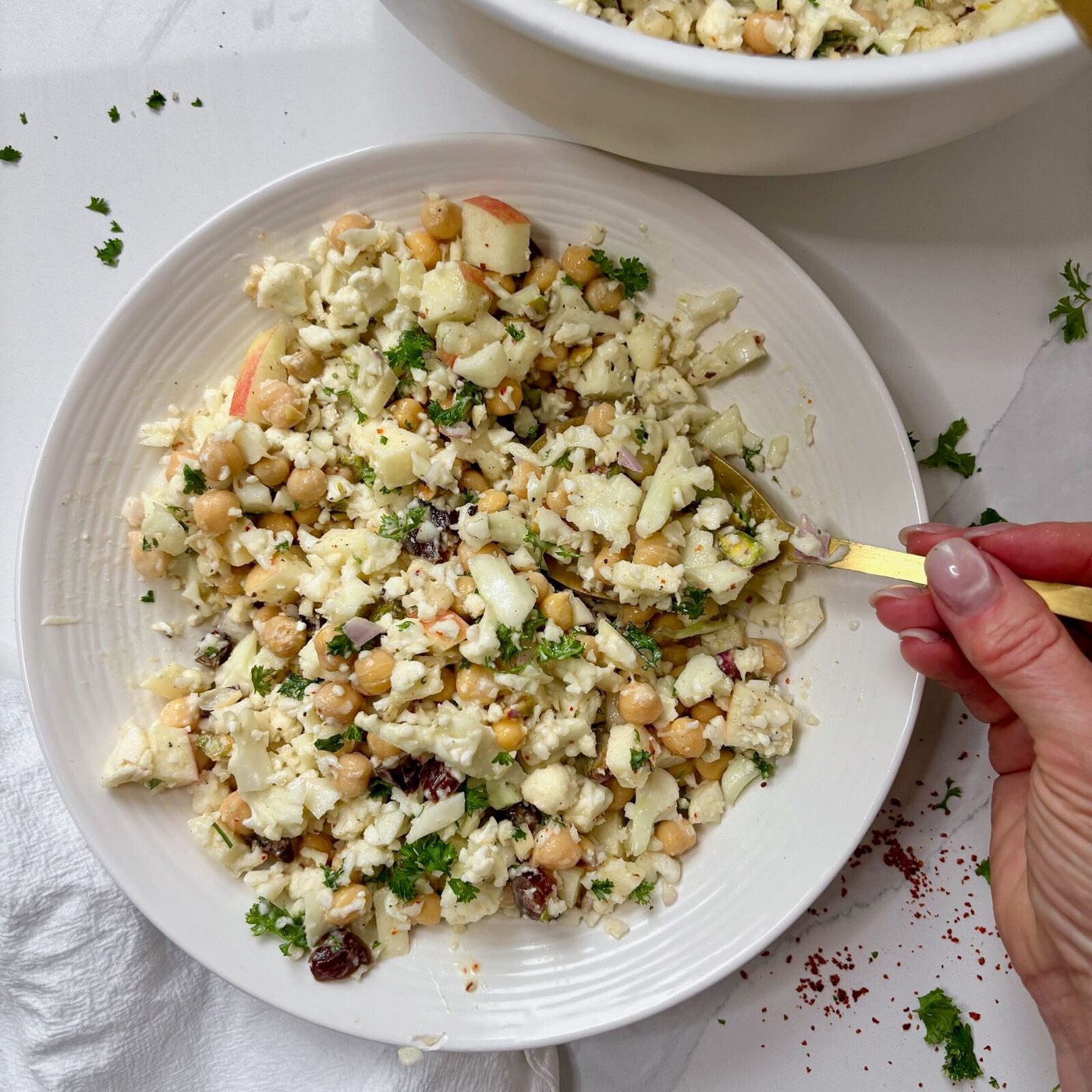 Super Chop Cauliflower Salad With Tahini Dressing